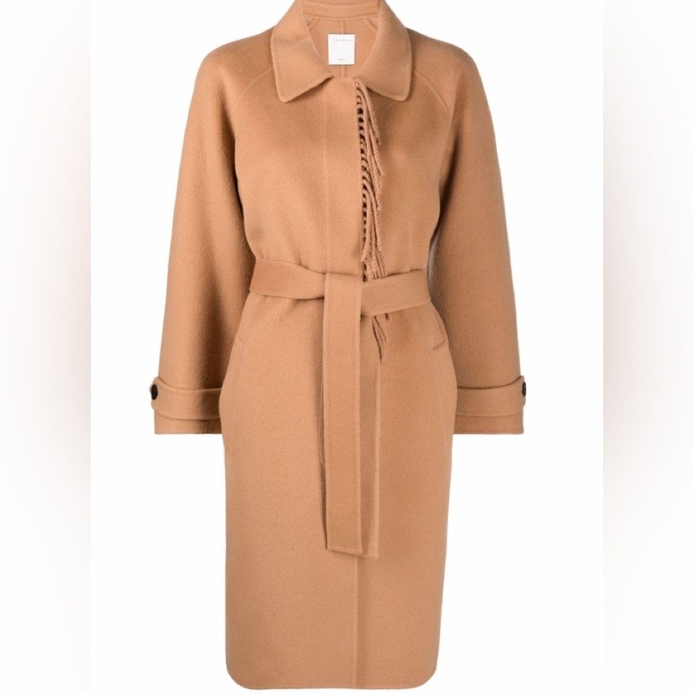 Luciale Fringe-embellished Wool Coat In Camel